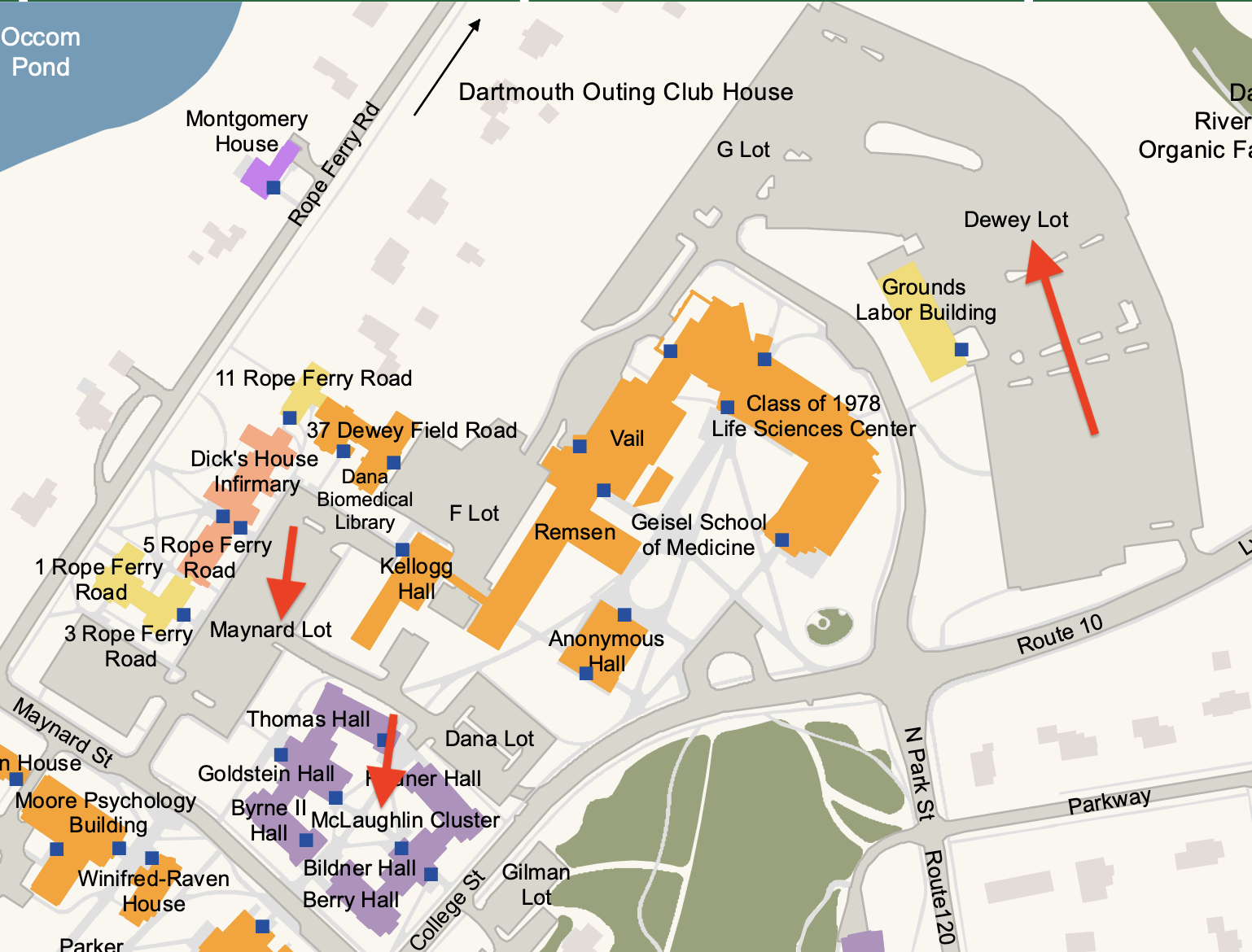 Map of parking for reunion