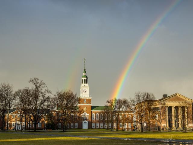 Rainbow over Baker Library